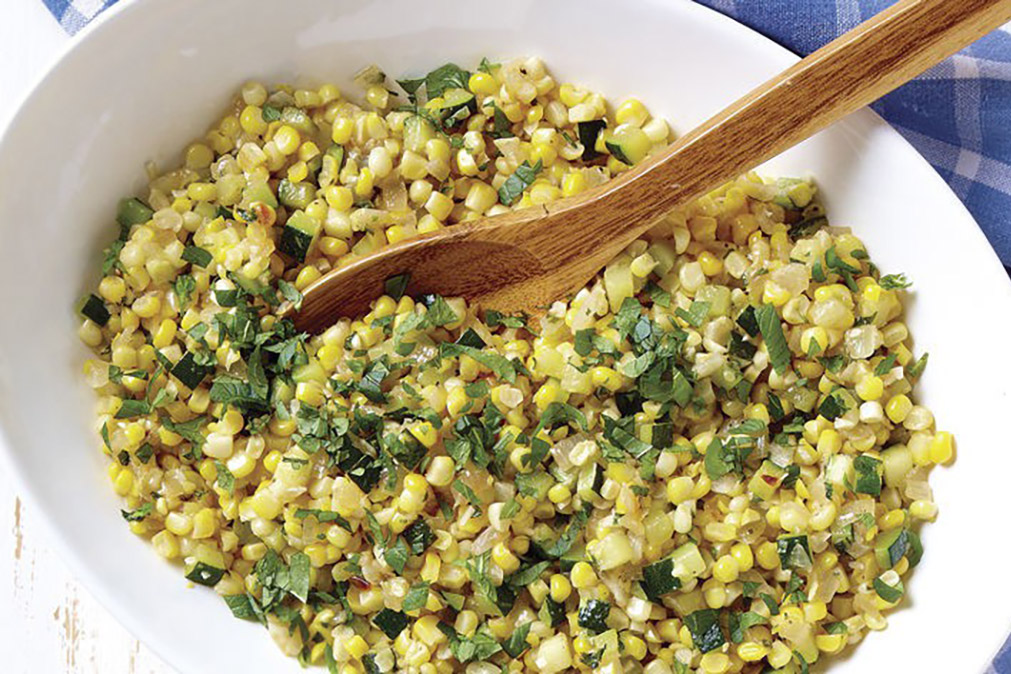 Corn, Sweet Onion & Zucchini Sauté with Fresh Mint