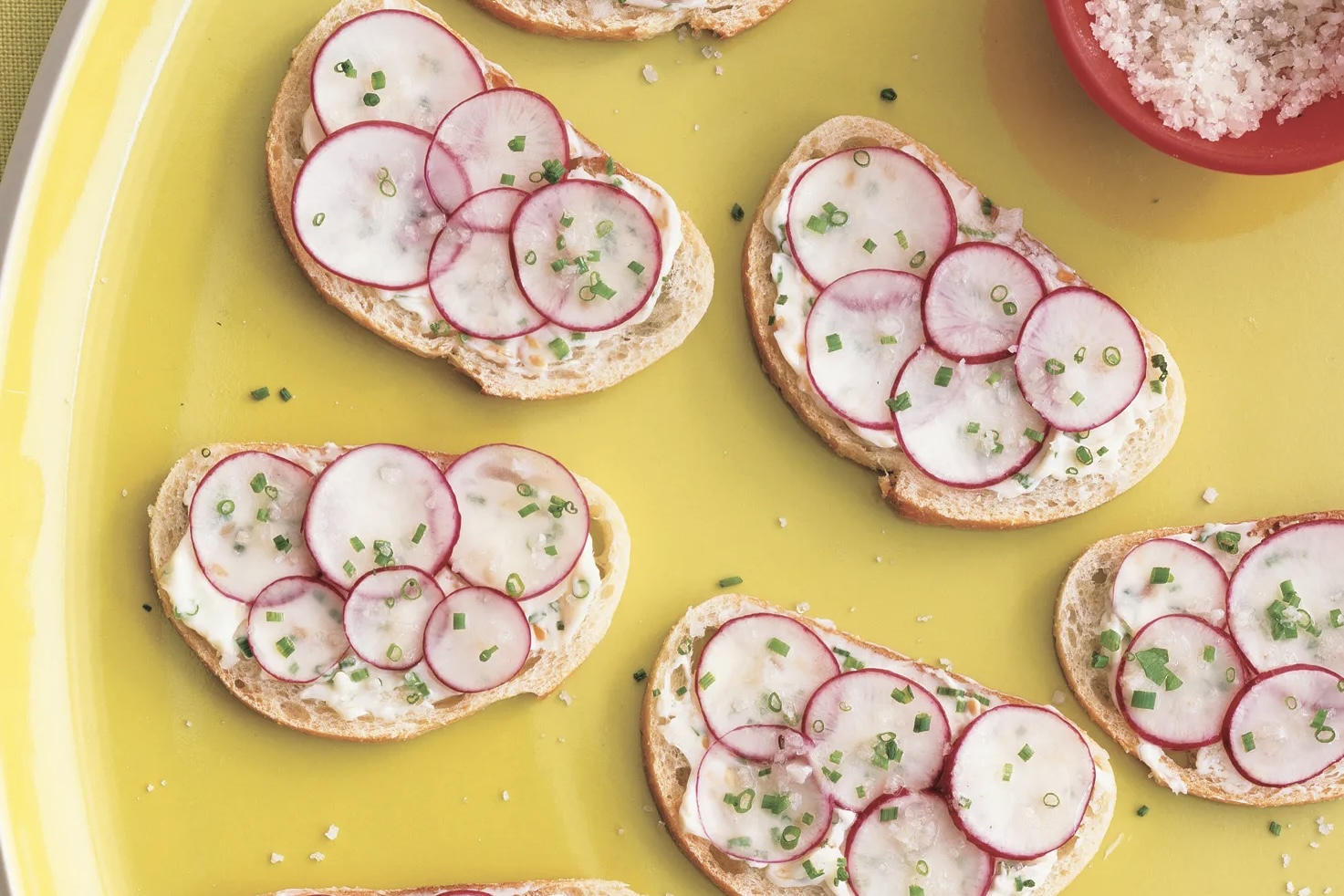 Sliced Baguette with Butter, Radishes and Sea Salt