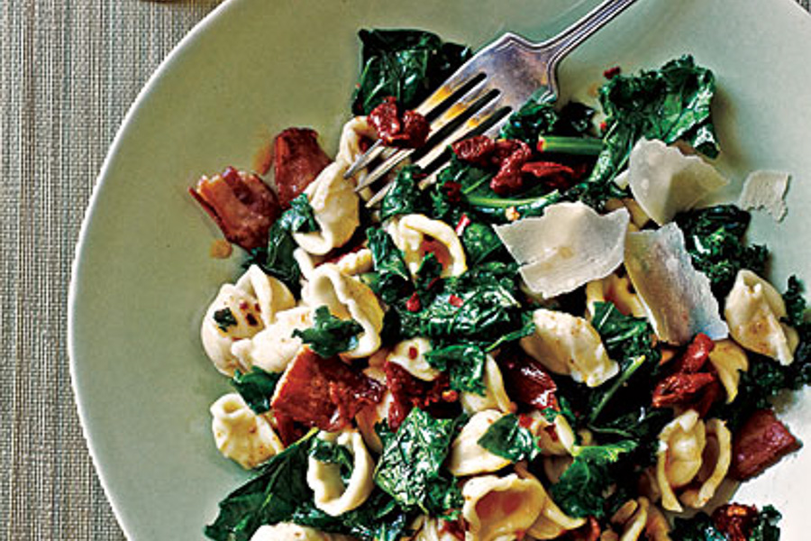 Orecchiette with Kale, and Sun-Dried Tomatoes