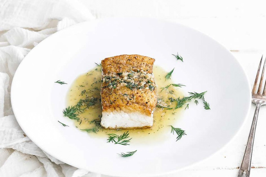 Pan Seared Halibut with Lemon Dill Butter