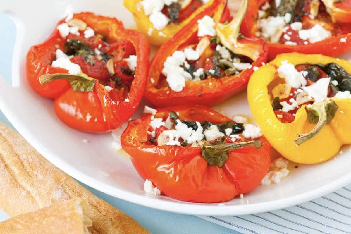 Baked Stuffed Red Peppers with Cherry Tomatoes